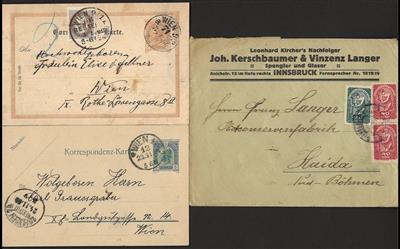Poststück - Partie Belege u. Dokumente Österr. Monarchie u. I. Rep., - Francobolli e cartoline