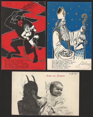 Poststück - Partie Motivkarten und etwas Werbung u.a. mit Krampus- Nikolaus - Hansen Karte Jungfrau/Mönch/Eiger etc., - Stamps and postcards