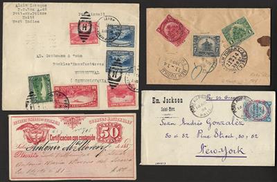 Poststück - Partie Poststücke Übersee mit Flug - und Zensurpost - Ganzsachen, - Briefmarken und Ansichtskarten