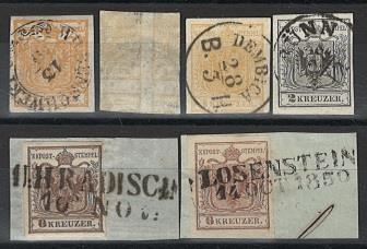 .gestempelt/Briefstück - Österr. Ausg. 1850 - interess. Partie Dubl., - Známky a pohlednice