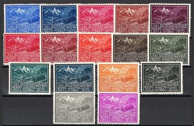 * - Österr. WIPA Vignetten 1933 "Postauto" in 16 versch. Farben, - Briefmarken und Ansichtskarten