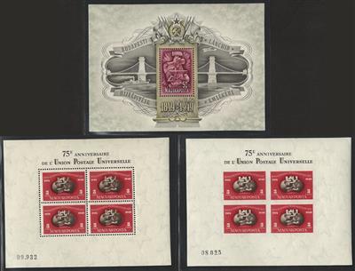 ** - Sammlung Ungarn 1945/1976u.a. mit Block Nr. 17 (Kettenbrücke) - Block Nr. 18A/B (UPU), - Briefmarken und Ansichtskarten