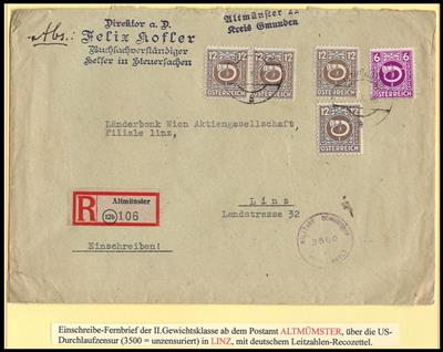 Poststück - Außergewöhnliche Geldwesen-Dokumentation aus Salzburg und OÖ 1945, - Stamps and Postcards