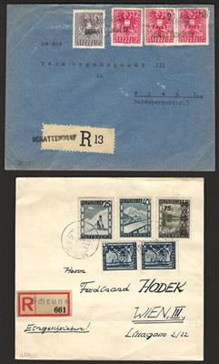 Poststück - Österr. Partie Rekopost ab 1945 mit Provisorien, - Francobolli e Cartoline