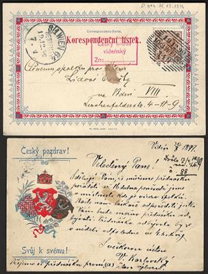 Poststück - Partie Belege Österr. Ausg. 1890 in verschied. Varianten, - Stamps and Postcards