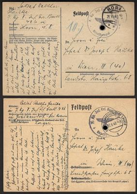 Poststück - Partie D. Feldpost WK II, - Známky a pohlednice
