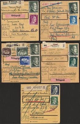 Poststück - Reichh. Partie Paketkarten D.Reich - teils aus Niederdonau - auch sehr hohe Frankaturen, - Známky a pohlednice