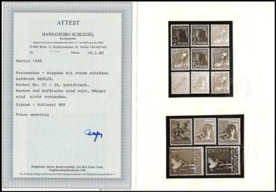 ** - Berlin Nr. 21/34 (Berlin Rot) sign. mit Fotoattest Schlegel, - Stamps