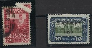 .gestempelt/** - Österr. Nr. 151 gestempelt und Nr. 358 ** je mit markanter PAPIERFALTE, - Briefmarken und Ansichtskarten