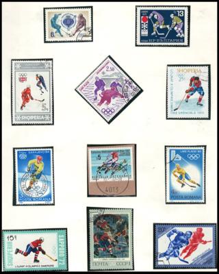 */gestempelt/Poststück - Motivsammlung Eis- und Landhockey, - Briefmarken und Ansichtskarten