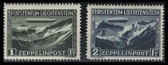 ** - Liechtenstein Zepp. Flug  Nr. 114/15 postfr. einwandfrei, - Briefmarken und Ansichtskarten