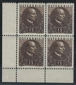 ** - Österr. Miklas im postfr. Viererbl., - Briefmarken und Ansichtskarten