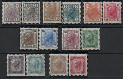 ** - Österr. Nr. 105/118 (mit Lackstreifen) postfr. einwandfrei, - Stamps