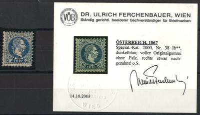 ** - Österr. Nr. 38Ib dunkelblau, - Briefmarken und Ansichtskarten