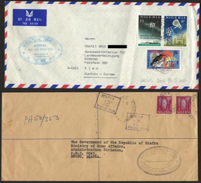Poststück - Ausstellungssammlung Österr. Rotkreuzeinsatz in Biafra/Nigeria 1969 Bedarfspost aus verschiedenen Orten, - Známky