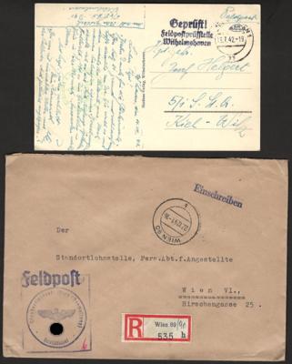 Poststück/Briefstück - Partie D. Feldpost WK II u.a. mit Zensurstempel der Feldpostprüfstelle Wilhelmshaven, - Stamps
