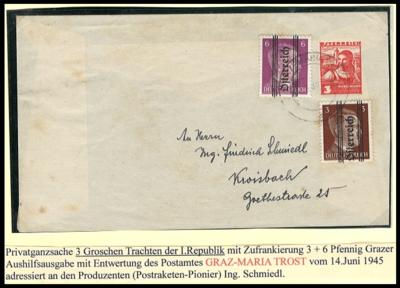 Poststück - Grazer Aushilfsausgabe - Briefmarken und Ansichtskarten