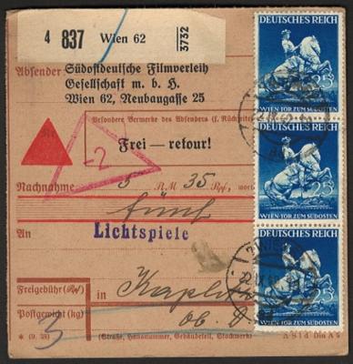 Poststück - Neubau ca. 35 (Nachnahme/ Wert/Dringend/Beutelpost etc.) Paketkarten des 3. Reiches, - Briefmarken und Ansichtskarten