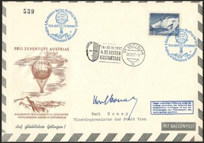 Poststück - Österr. - Ballon - Hochalpenflug 1957 in Gold - Silber und Bronze, - Stamps