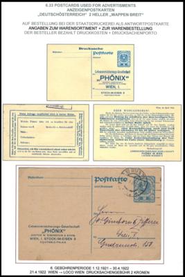 Poststück - Österr. I. Rep. - Partie Ganzsachen als Drucksache verwendet, - Briefmarken und Ansichtskarten