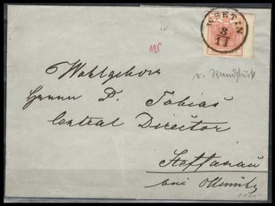 Poststück - Österr. Nr. 3M rechtes Randstück auf Faltbriefhülle von Wsetin nach Steffanau aus 1856, - Francobolli