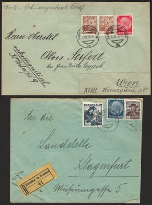 Poststück - Österr. - Partie Poststücke Ostmark u. 2. Rep. mit einigen interess. Stücken, - Stamps