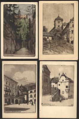 Poststück - Partie Büttenpapierkarten mit St. Michael - Schloss Neuhaus - Krems - Bad Gastein - Gutenstein etc., - Známky