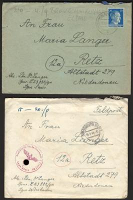 Poststück - Partie D. Feldpost WK II aus einer Familienkorrespondenz, - Briefmarken und Ansichtskarten