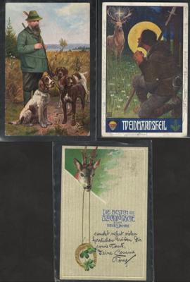 Poststück - Partie Motivkarten "Jagd" und "Tiere", - Briefmarken und Ansichtskarten