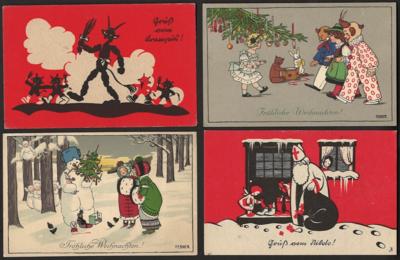 Poststück - Partie Motivkarten u.a. mit div. Krampus, - Briefmarken und Ansichtskarten