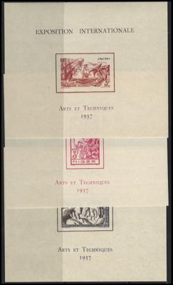 ** - Franz. Kolonien u. Gebiete 1937 - 24 verschiedene Ausstellungsblöcke zur internationalen Ausstellung, - Briefmarken und Ansichtskarten