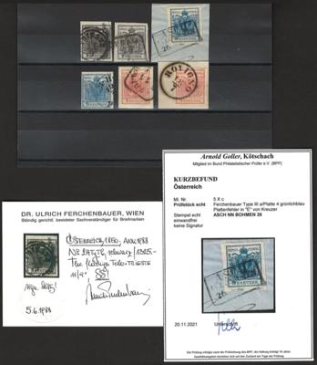 .gestempelt/Briefstück - Österr. Nr. 2 H Type Ib schwarz, - Briefmarken und Ansichtskarten