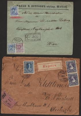 */gestempelt/Briefstück/Poststück - Außergewöhnliche Partie Alt-Jugoslawien mit Teilstaaten + Ostrumelien (Vergleichspartie), - Briefmarken und Ansichtskarten