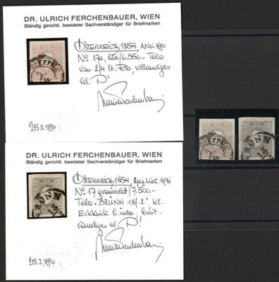 .gestempelt - Österr. Nr. 17a und 17 e je mit Kurzbefund Dr. Ferchenbauer, - Briefmarken und Ansichtskarten