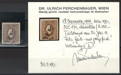 .gestempelt - Österr. Nr. 17c (dunkellila) mit Teilstempel vom 26. Jan., - Briefmarken und Ansichtskarten