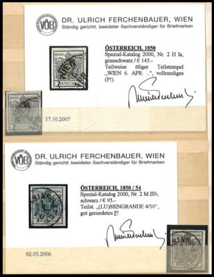 .gestempelt - Österr. Nr. 2 - Partie Dubletten in div. Typen und Farbnuancen, - Stamps