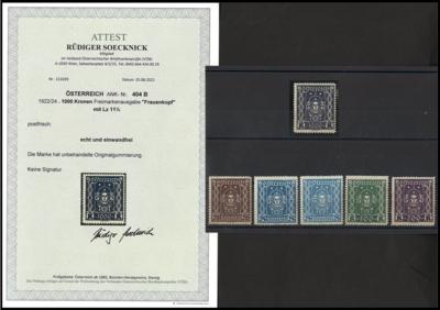 ** - Öster. Nr. 404B (100 Kronen Frauenkof in Lz 11 1/2), - Briefmarken und Ansichtskarten