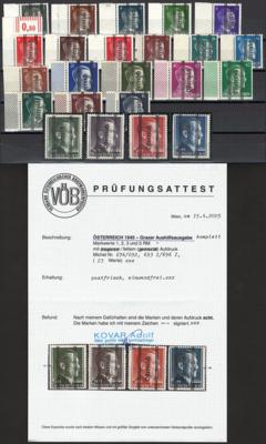 ** - Österr. 1945 Grazer-Aushilfsausg. kpl. (ANK. 674/692, - Briefmarken und Ansichtskarten