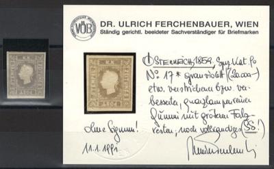 * - Österr. Nr. 17 grauviolett, - Briefmarken und Ansichtskarten