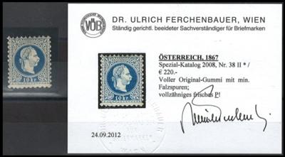 * - Österr. Nr. 38II, - Briefmarken und Ansichtskarten