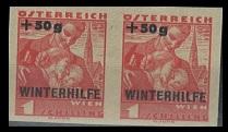 (*) - Österr. Nr. 616PUII (1S + 50Gr. WH II auf gelbem ANDRUCKPAPIER) im waagrechten Paar, - Stamps