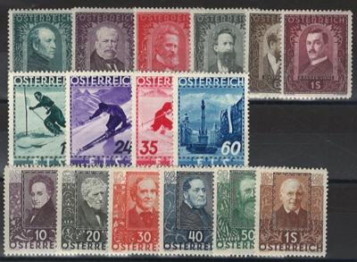 ** - Partie Österr. I. Rep. mit Dichter - Maler - FIS II -Trachten I und Flug 1935, - Briefmarken und Ansichtskarten