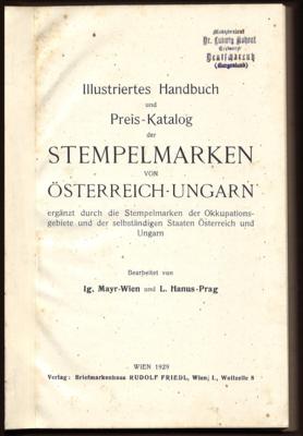 Partie Literatur zum Thema Fiskal - Philatelie mit I. Mayr/Hanus: Ill. Handbuch der Stempelmarken Österr./Ung.", - Briefmarken und Ansichtskarten