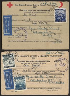 Poststück - 2 Stück frankierte Kriegsgefangenenpost ab Wien in die Sowjetunion (Lager 7181/5) per LUFTPOST aus 1947, - Známky