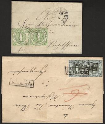 Poststück - altd. Staaten - Thurn u. Taxis - Nr. 51 waagr. Paar auf Brief von Lindenfels nach Reichelsheim, - Francobolli