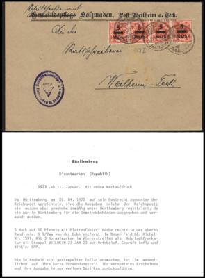 Poststück - altd. Staaten - Württemberg - Dienstmarke Nr. 159, - Briefmarken und Ansichtskarten