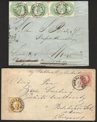 Poststück/Briefstück - Partie Poststücke und AK Österr. ab Monarchie mit div. Ausland, - Briefmarken und Ansichtskarten