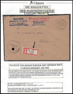 Poststück - D. Feldpost WK II - 6 Rekobriefe der Kriesmarine mit"lateinischen" Rekozetteln, - Známky