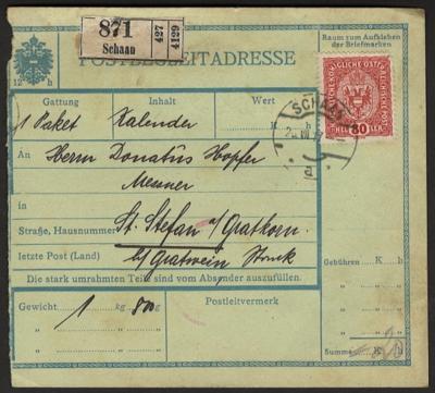 Poststück - Liechtenstein - 3 Karten u. 1 Postbegleitadresse 1901/ 1917 mit Stpl. Schaan od, - Francobolli