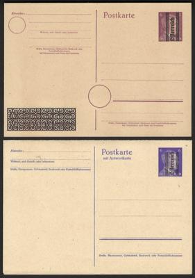 Poststück - Österr. 1945 - Grazer Aushilfsausgabe - Soecknick Ganzsache Nr. P10 (Frage - und Antwortteil) sowie Nr. P1b, - Stamps